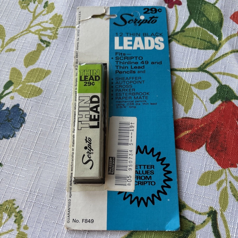 NOS SCRIPTO Extra Thin LEADS .036 dia Medium black 12 Sticks F849